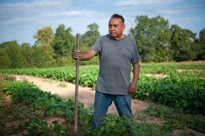 Vicente Gonzalez stands for a portrait at his farm in Bodcaw, Ark. on Sept. 7, 2023. Photo by Rory Doyle.